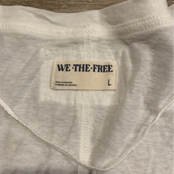 NWT We the Free Free People Nina White V-Neck Cotton T-Shirt Size L - Picture 6 of 7